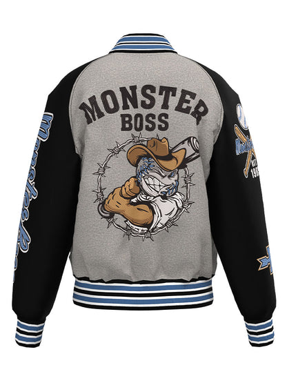 factory wholesale custom logo chenille embroidery letterman varsity jacket with leather sleeves