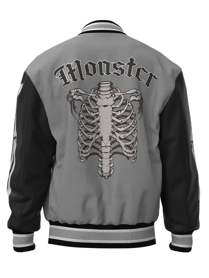 factory wholesale custom logo chenille embroidery letterman varsity jacket with leather sleeves