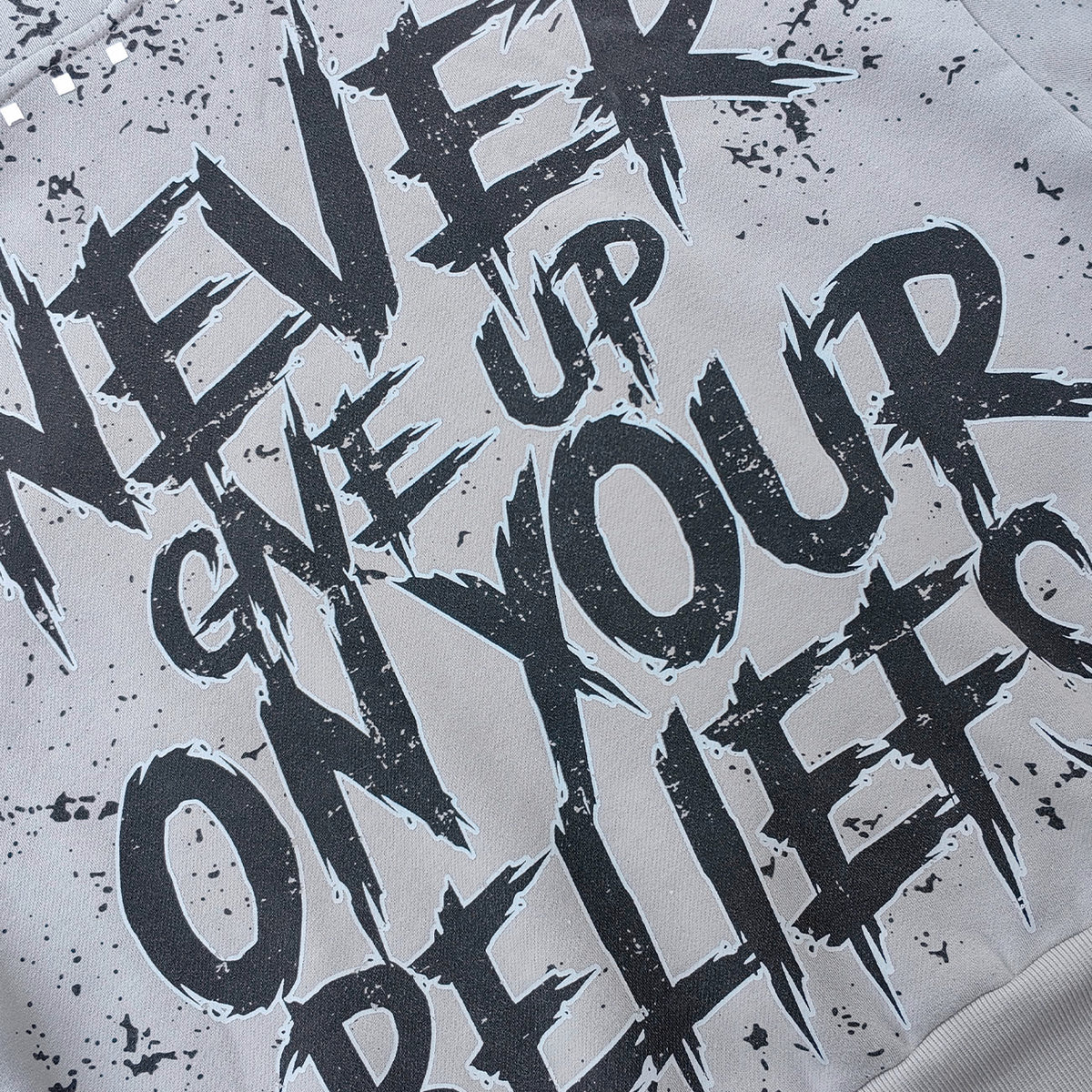 Graphic Print Hoodie - Distressed Studded Streetwear Sweatshirt