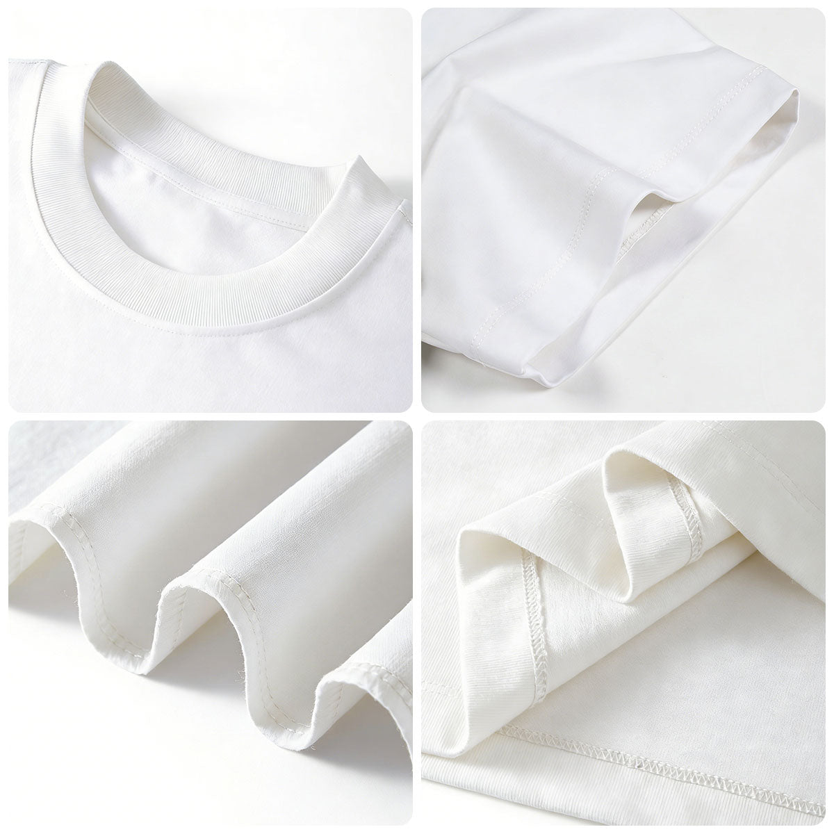 Men’s Oversized White Cotton T-Shirt 305G Heavyweight Layering Essential Crewneck TShirt for Men Unisex Boxy Fit Solid Color Streetwear Tee