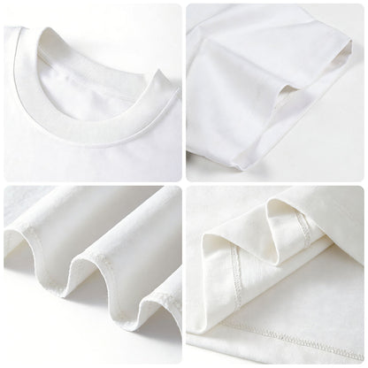 Men’s Oversized White Cotton T-Shirt 305G Heavyweight Layering Essential Crewneck TShirt for Men Unisex Boxy Fit Solid Color Streetwear Tee