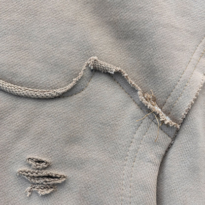 Distressed Deconstructed Hoodie - Life is Too Short Embroidery Y2K Streetwear