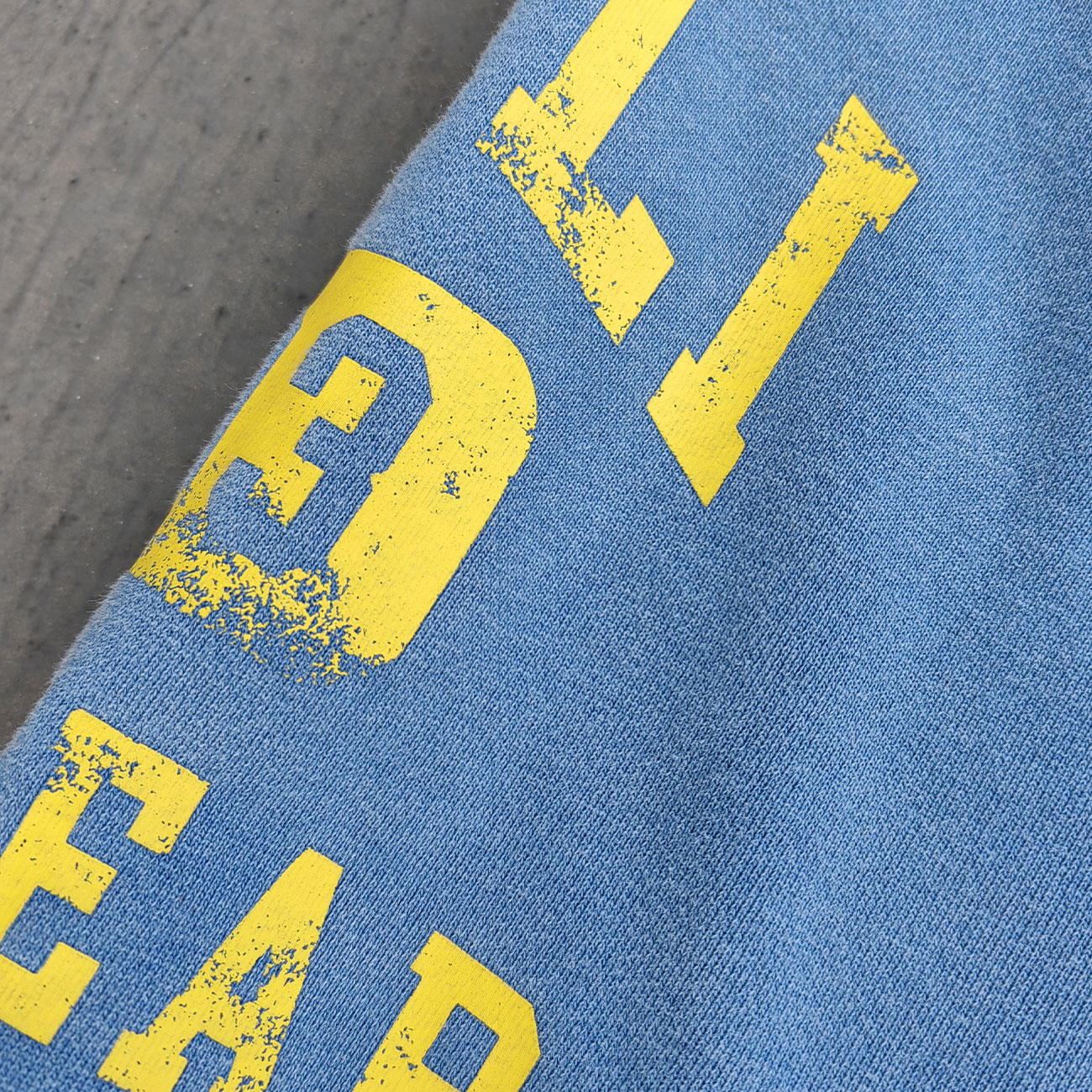 Graffiti Print Crewneck - Blue Acid Wash Distressed Y2K Oversized Sweatshirt