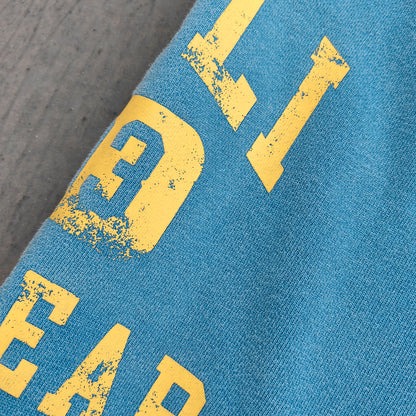 Graffiti Print Crewneck - Blue Acid Wash Distressed Y2K Oversized Sweatshirt