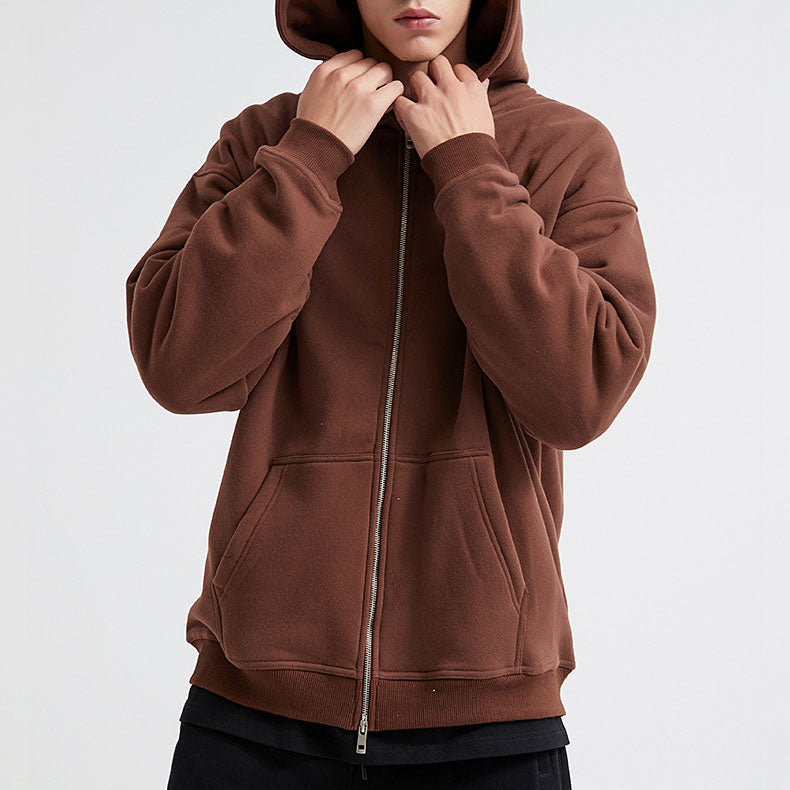 Huili new 360GSM double head zipper men's hoodie fashion cashmere men's hoodie