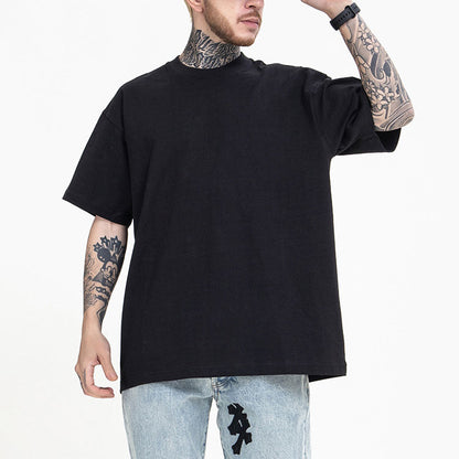 manufacturer heavy earth color shoulder 230g Xinjiang cotton oversize American cotton solid color T-shirt for men and women