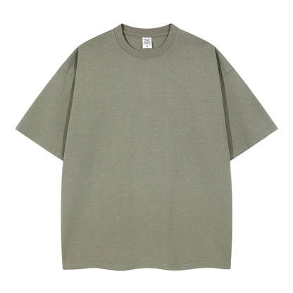 Solid color pure cotton men's short-sleeved blank shirt oversized T-shirt