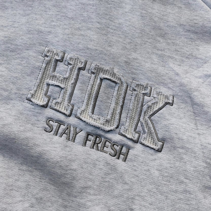 Star Rhinestone Zip Up Hoodie - Light Gray Studded Ripped Distressed Y2K Streetwear