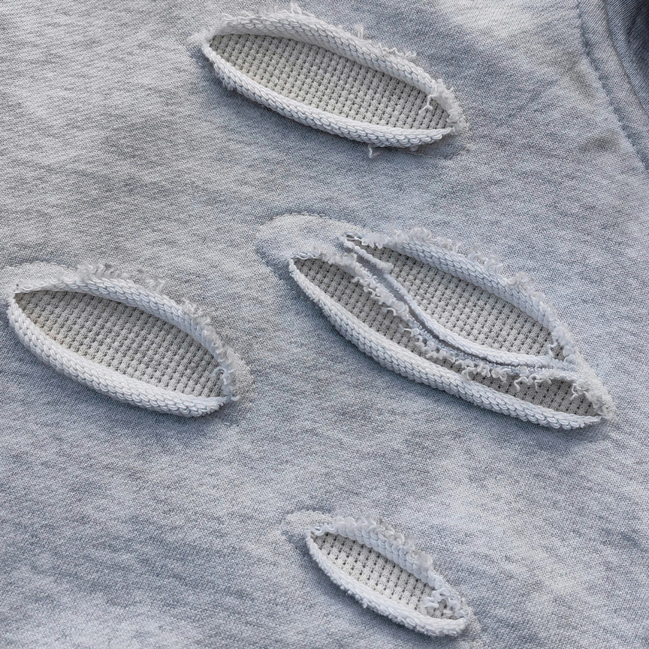 Star Rhinestone Zip Up Hoodie - Light Gray Studded Ripped Distressed Y2K Streetwear