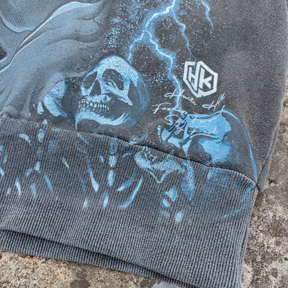 Vintage Wash Panther Hoodie - Distressed Y2K Streetwear Sweatshirt