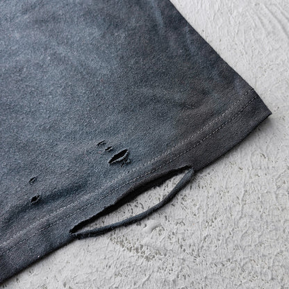 Glory Never Dies Graphic Tee - Black Acid Wash Religious Collage Print Distressed Ripped Y2K Streetwear