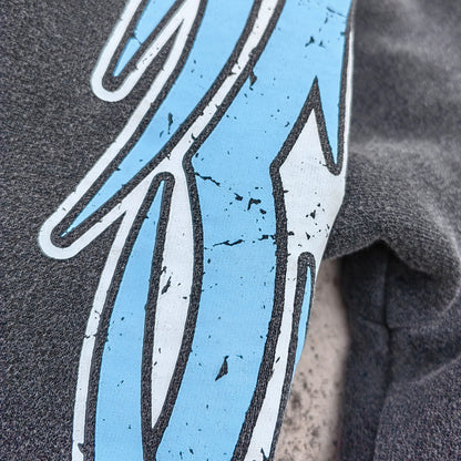 Vintage Wash Panther Hoodie - Distressed Y2K Streetwear Sweatshirt
