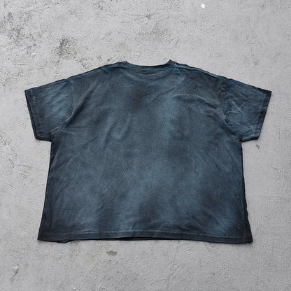 Glory Never Dies Graphic Tee - Black Acid Wash Religious Collage Print Distressed Ripped Y2K Streetwear