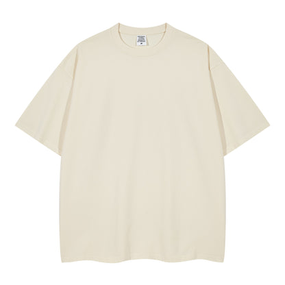 Solid color pure cotton men's short-sleeved blank shirt oversized T-shirt
