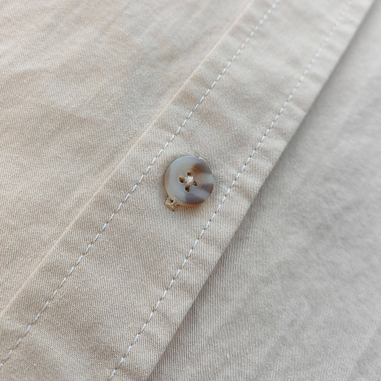 Distressed Trim Button Up Shirt - Khaki Spray Dye Y2K Oversized Streetwear