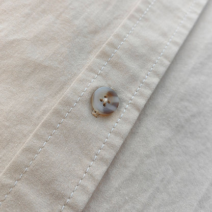 Distressed Trim Button Up Shirt - Khaki Spray Dye Y2K Oversized Streetwear