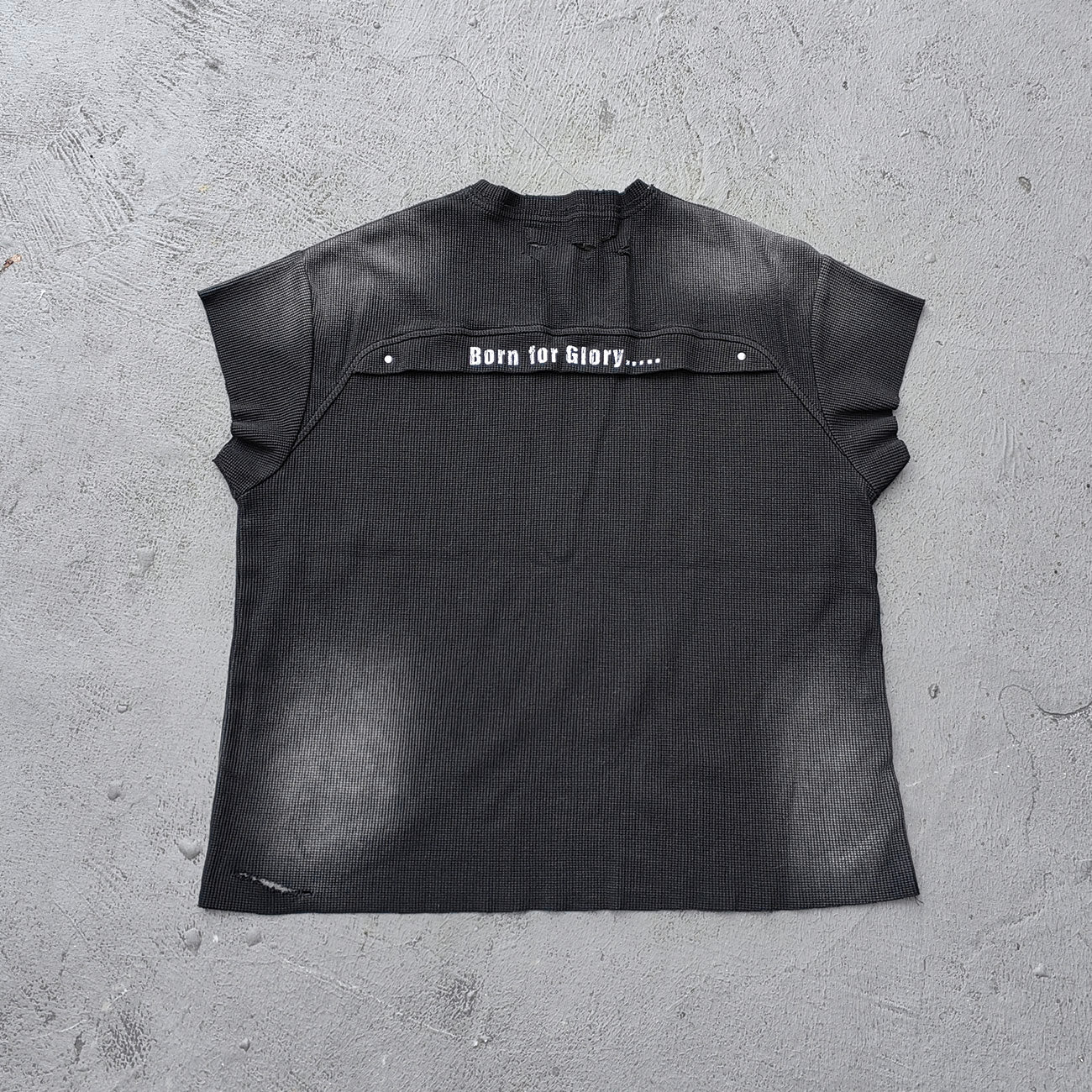 ENERGY HDK Sleeveless Tee - Black White Waffle Knit Cut Off Muscle Tee Distressed Ripped Y2K Streetwear