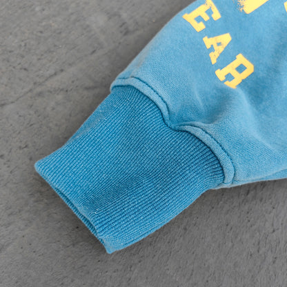 Graffiti Print Crewneck - Blue Acid Wash Distressed Y2K Oversized Sweatshirt
