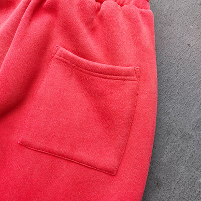 Red Glory Patch Pants - Multi Badge Embroidered Acid Wash Wide Leg Drawstring Y2K Oversized