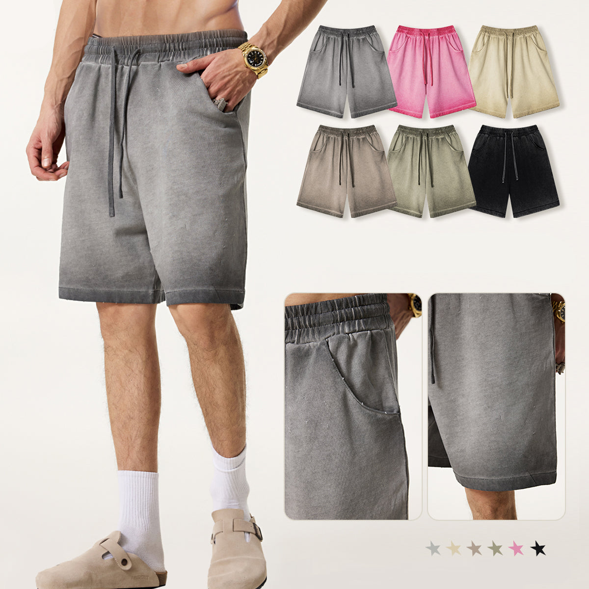 Spliced double waist wide-leg pants sports sweatpants men