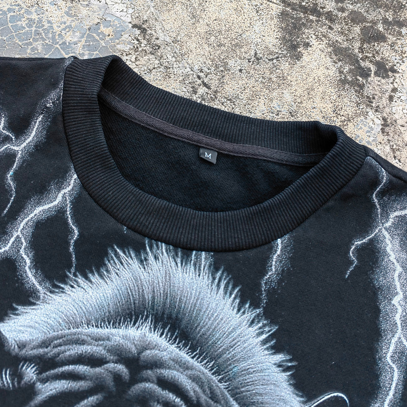 White Tiger Print Hoodie - Lightning Distressed Fake Two-Piece Streetwear