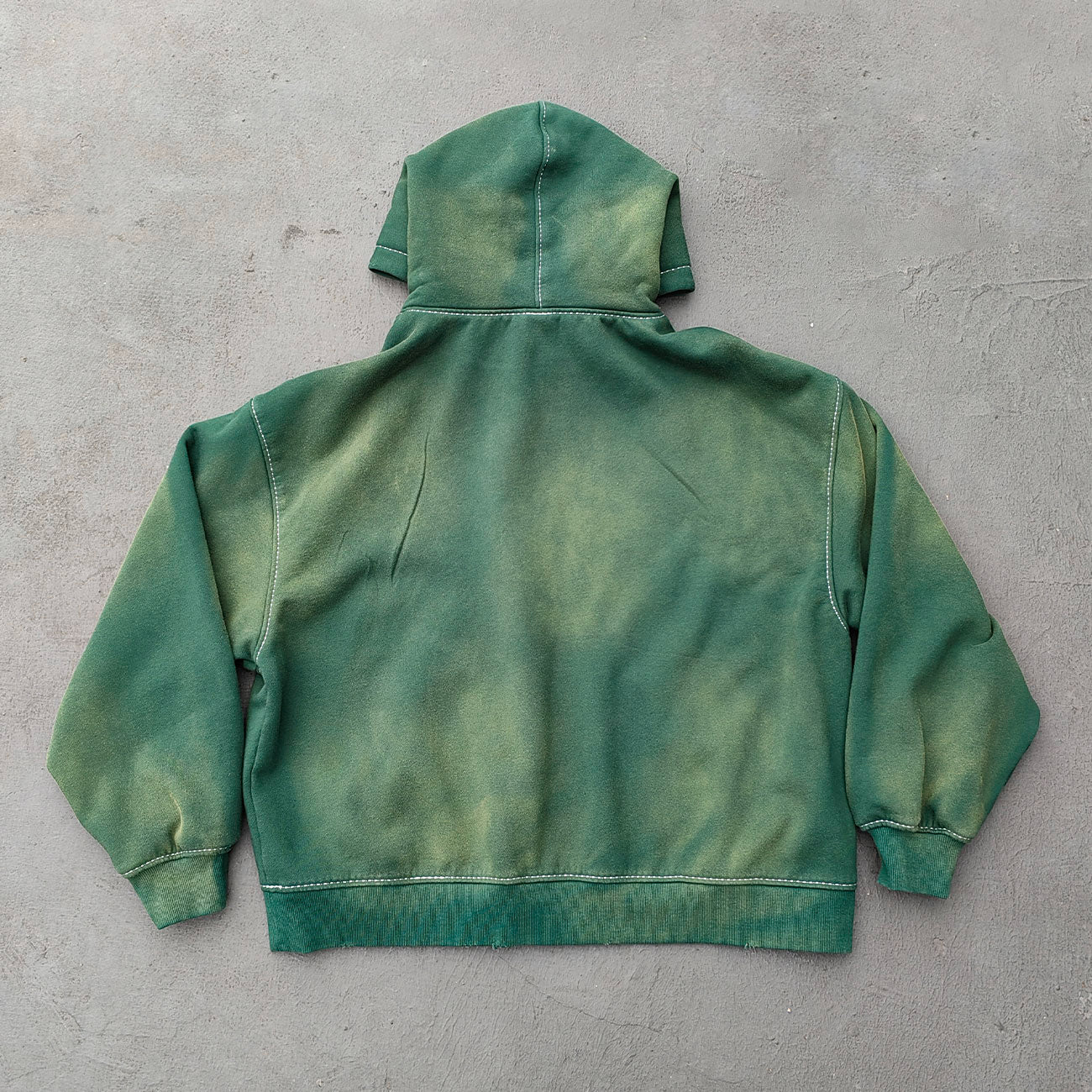 Gradient Wash Hoodie Shorts Set - Olive Green HDK Star Logo Rhinestone Y2K Streetwear