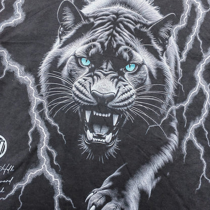 White Tiger Print Hoodie - Lightning Distressed Fake Two-Piece Streetwear