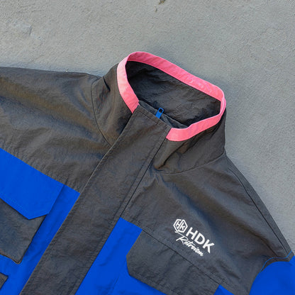 Color Block Cargo Jacket - Multi Pocket Racing Y2K Windbreaker Streetwear
