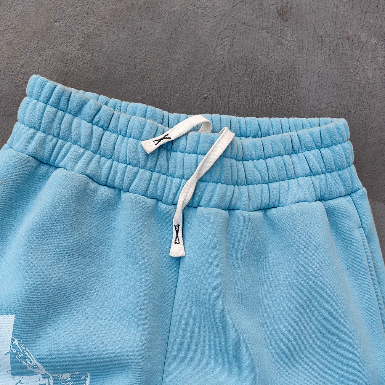Chain Cross Print Sweatpants - Light Blue Rhinestone Distressed Wide Leg Y2K Streetwear
