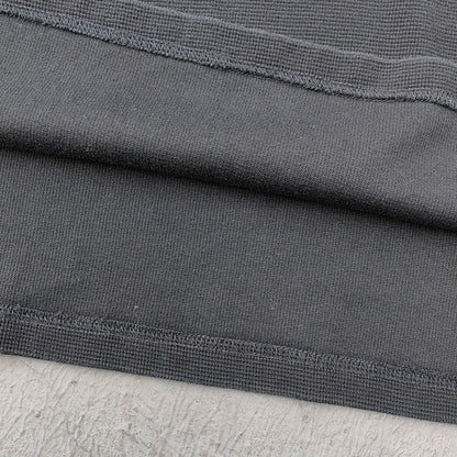 Vintage Wash Waffle Tee - Black Gray Blue Oat Distressed Oversized Y2K Boxy Fit