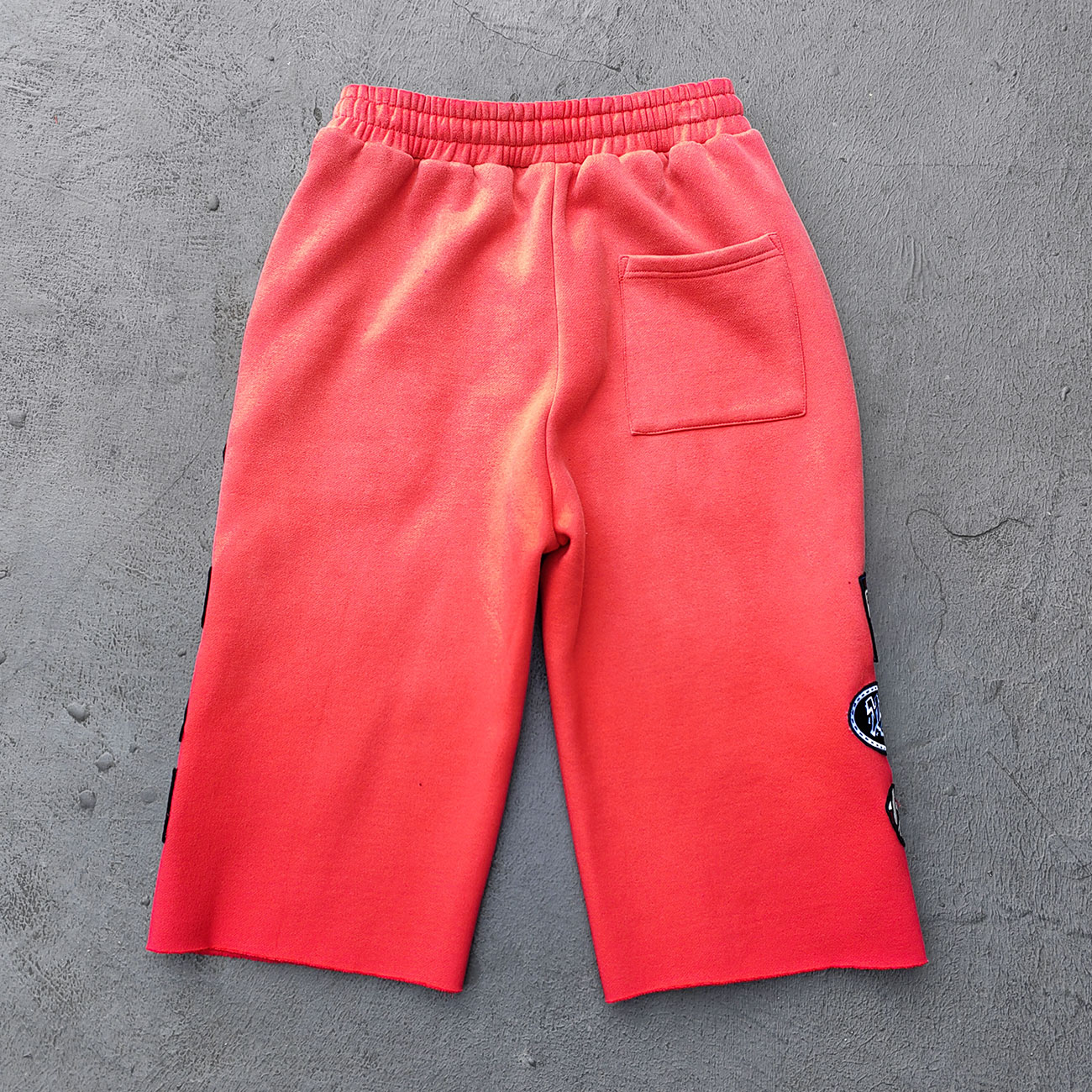 Red Glory Patch Pants - Multi Badge Embroidered Acid Wash Wide Leg Drawstring Y2K Oversized