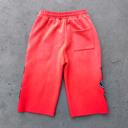 Red Glory Patch Pants - Multi Badge Embroidered Acid Wash Wide Leg Drawstring Y2K Oversized