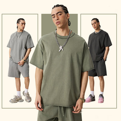 Vintage heavyweight T-shirt high street oversized short-sleeved men