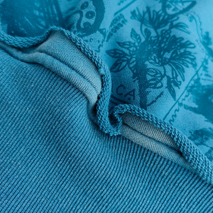 Graffiti Print Crewneck - Blue Acid Wash Distressed Y2K Oversized Sweatshirt