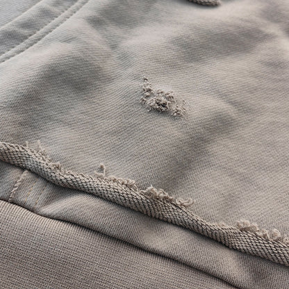 Distressed Deconstructed Hoodie - Life is Too Short Embroidery Y2K Streetwear