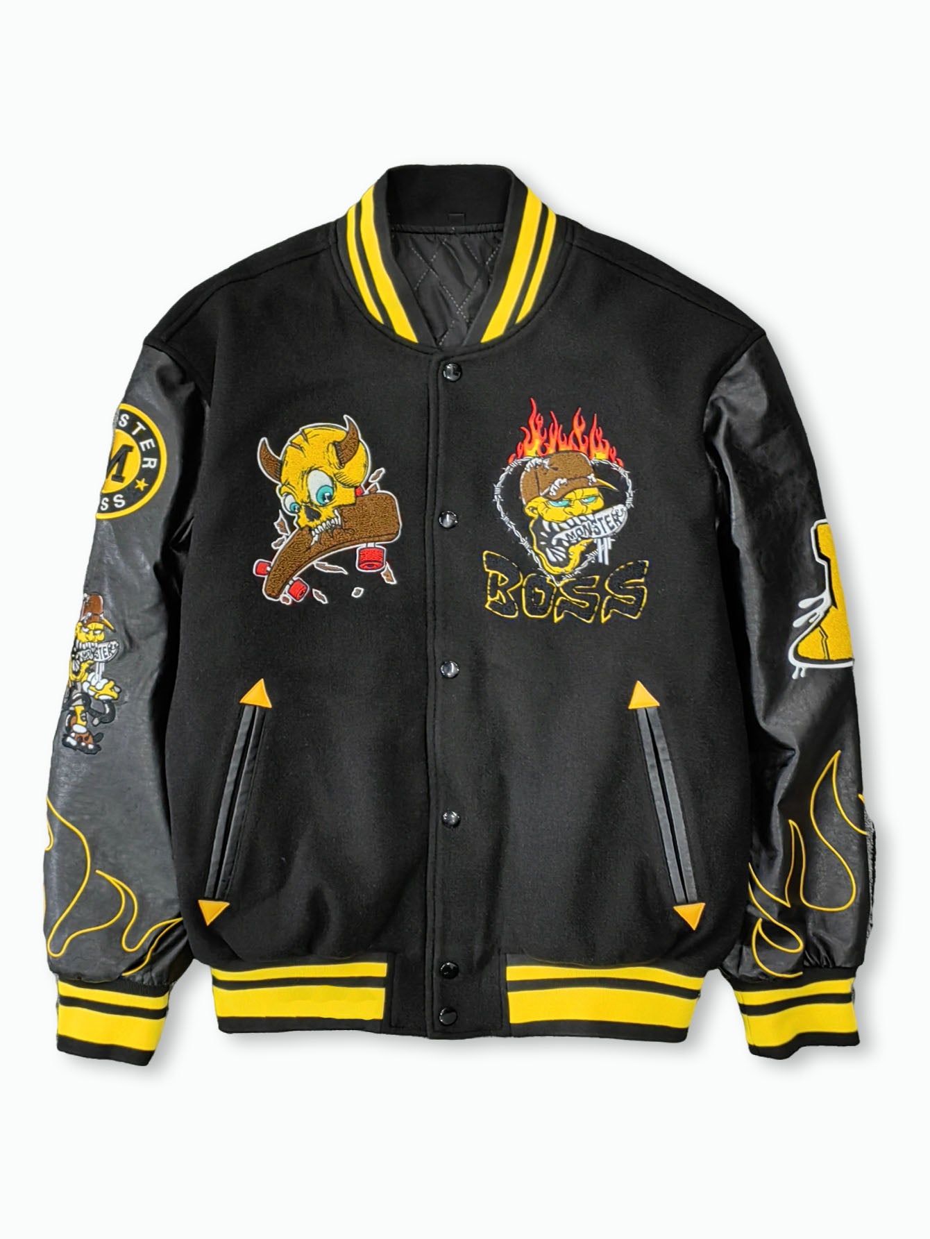 FACTORY high quality streetwear custom embroidered leather letterman jacket men