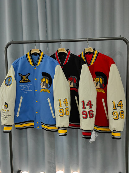 FACTORY leather letterman custom vintage applique embroidered baseball varsity jacket