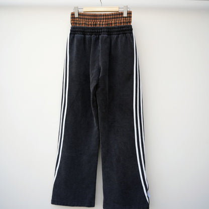 Oem Acid Vintage Washed 100% Cotton Sweatpants Striped Side Men Custom Zipper Bottom Wide Leg Double Waisted Sweatpants