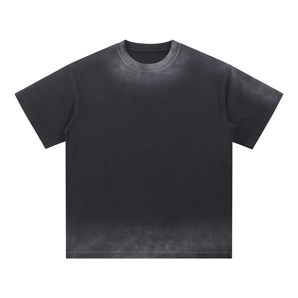 Heavyweight Cotton Supplier Low MOQ Acid Wash Spray Wash Blank Custom Print Casual Crewneck Tee