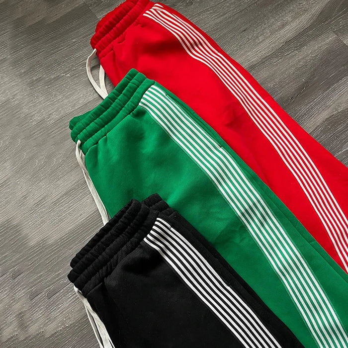 HUILIN Factory Custom Loose Sweatpants Manufacturer Oem Men Flare Sweat Pants Streetwear Casual Baggy Striped Wide Leg Pants