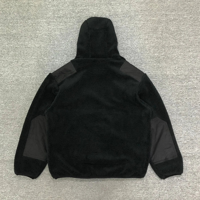 HL manufacturer wholesale heavyweight thick blank polar fleece hoodie custom logo winter no drawstring plain ninja sherpa hoodie