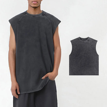 Premium Comfort Manufacturer Supplier Low Moq Vintage Acid Wash Blank Vintage Acid Wash Blank Custom Logo Casual Tank Top