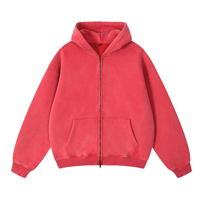 Trending Streetwear Supplier Low MOQ Vintage Oversized Blank Custom Logo Mens Full Zip up Hoodie
