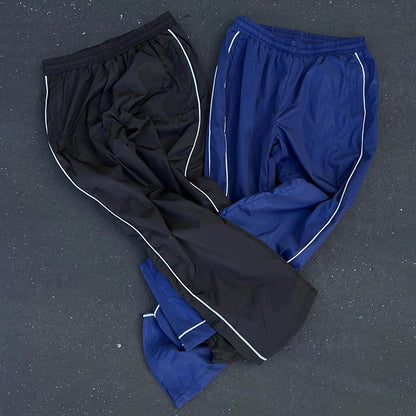 Huili Oem Wholesale Elastic Waist Nylon Track Sweatpants Men Custom Printing Logo Straight Wide Leg Baggy Track Pants