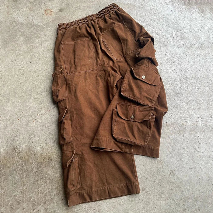 HuiLin Manufacturer OEM Unisex Oversized Fit Baggy Pants Men Custom Multi Pockets Oversized Wide Leg Utility Cargo Pants