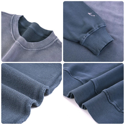 Heavyweight Cotton Supplier Low MOQ Vintage Garment Dye Blank Custom Logo Casual Gradient Crewneck Sweatshirt
