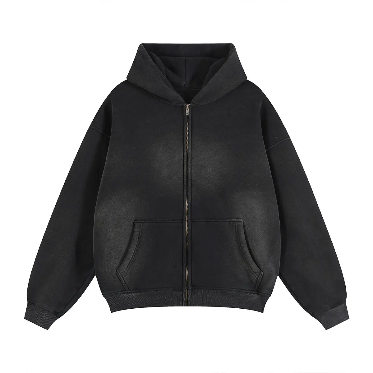 Trending Streetwear Supplier Low MOQ Vintage Oversized Blank Custom Logo Mens Full Zip up Hoodie