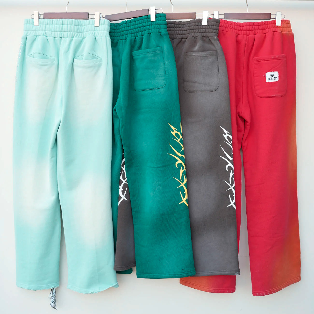 Heavyweight Cotton Vintage Sunfaded Washed Sweat Pants Custom Embroidery Logo Men 3D Puff Printed Rhinestone Sweatpants