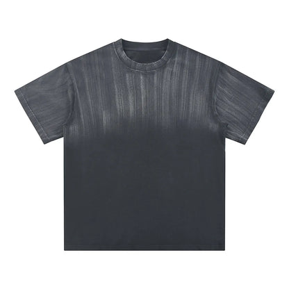 Heavyweight Cotton Supplier Low MOQ Acid Wash Spray Wash Blank Custom Print Casual Crewneck Tee