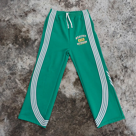 Custom logo Printed Streetwear Loose Jogger Sweatpants Oversized Fit Men Striped Trimmed Wide Leg Baggy Thick Sweatpants